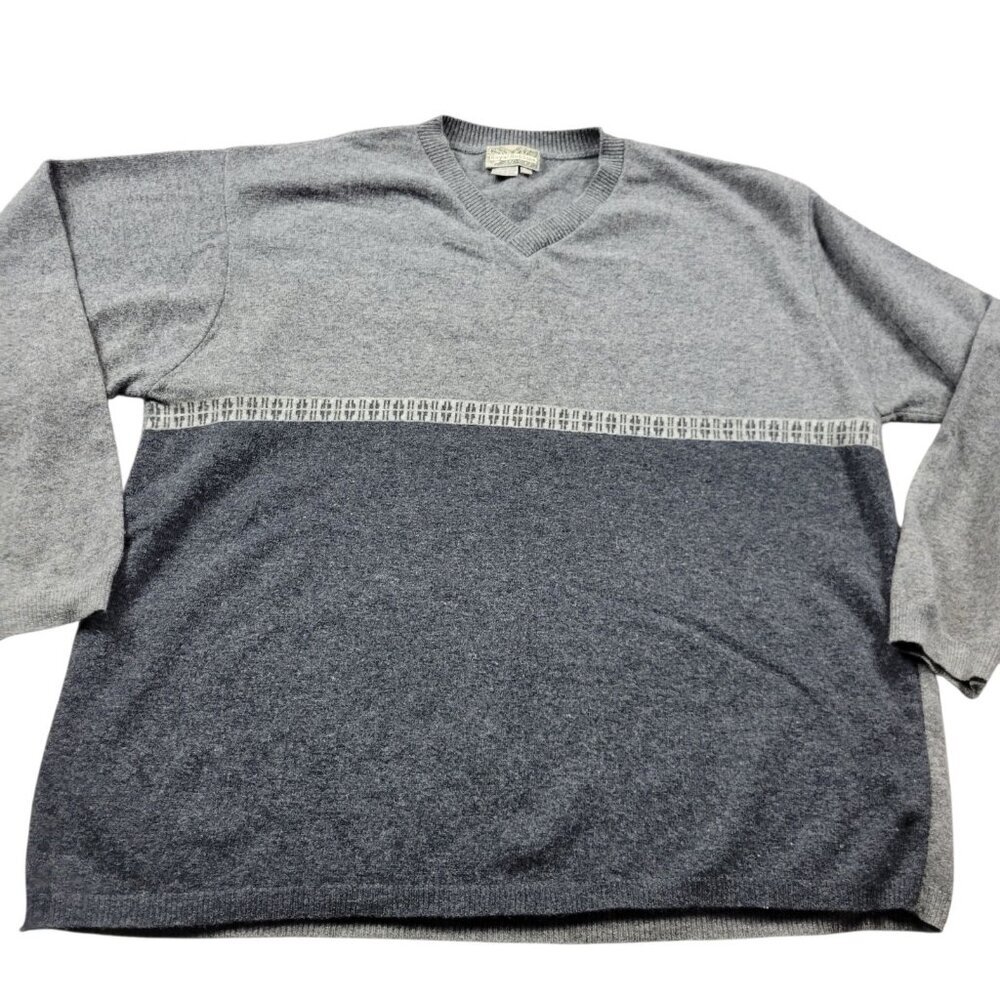 Royal Robbins Sweater Mens XL Gray Wool Blend Pullover V Neck Lightweight